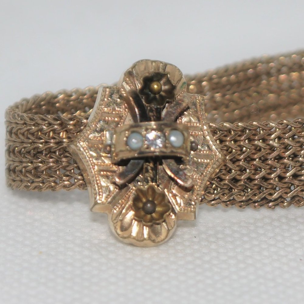 Antique Victorian GF Mesh Slider Bracelet